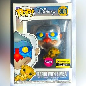 Funko Pop! RAFIKI WITH SIMBA #301 Disney Flocked